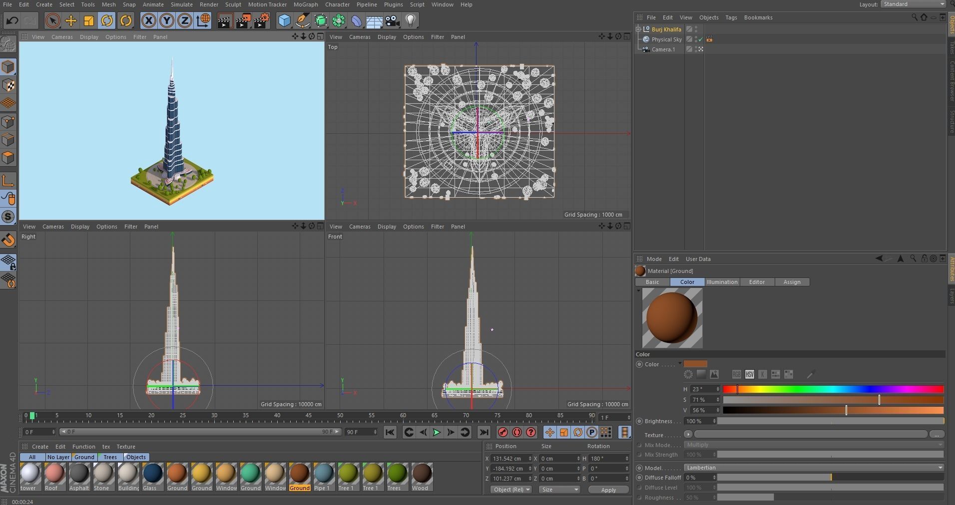 Cartoon Low Poly Burj Khalifa Dubai Landmark Low-poly 3D model_10