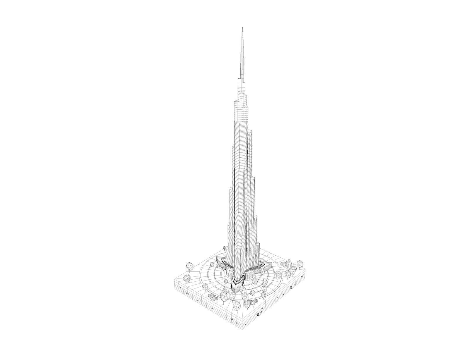 Cartoon Low Poly Burj Khalifa Dubai Landmark Low-poly 3D model_8