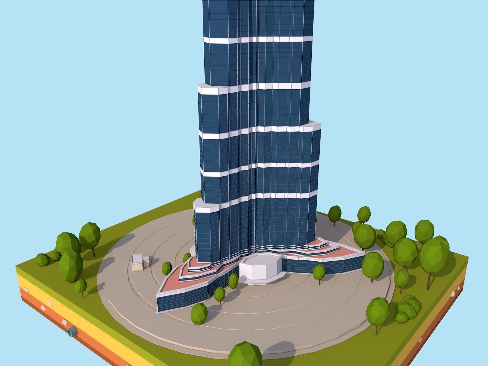 Cartoon Low Poly Burj Khalifa Dubai Landmark Low-poly 3D model_5