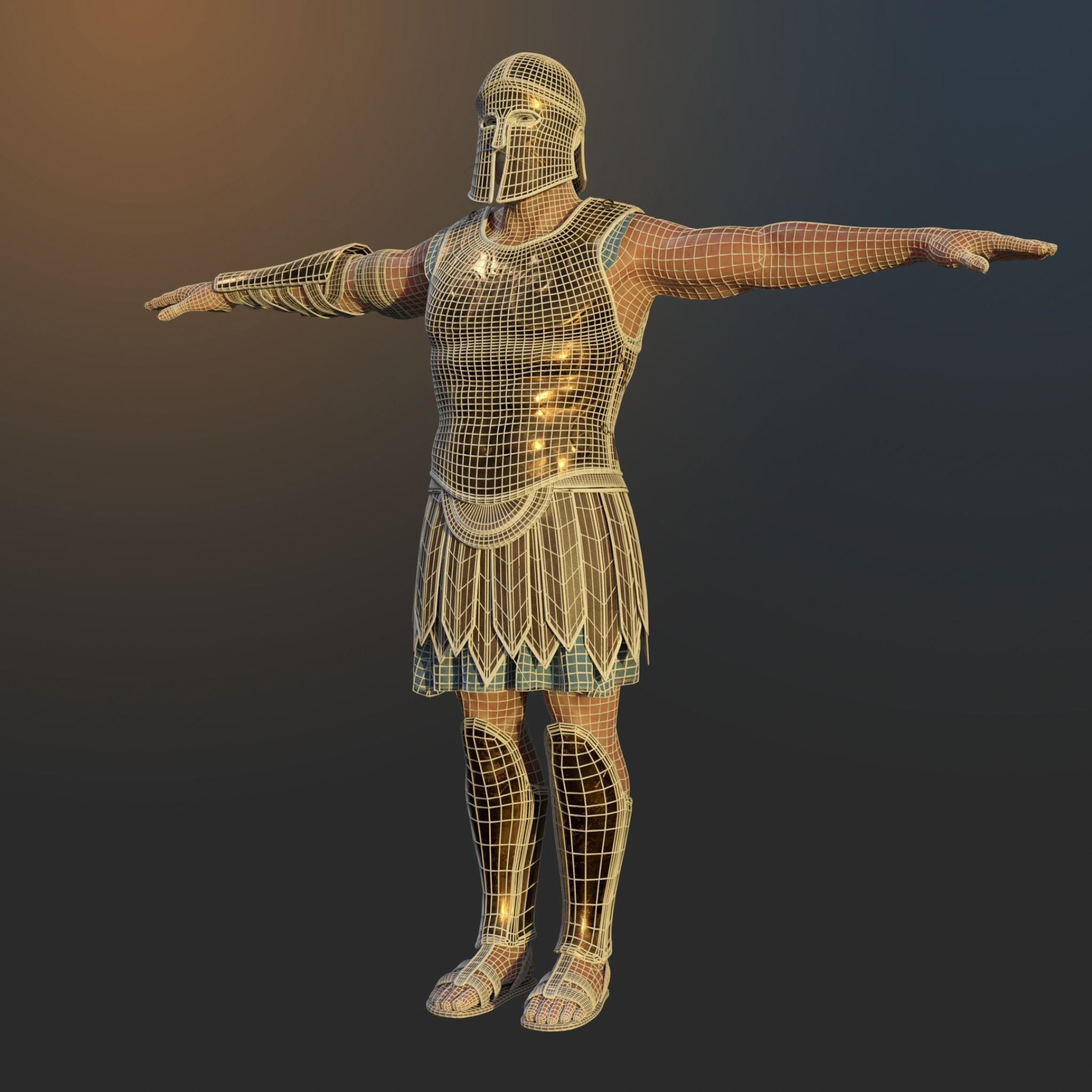 Ancient Greek Hoplite Warrior 3D model_3