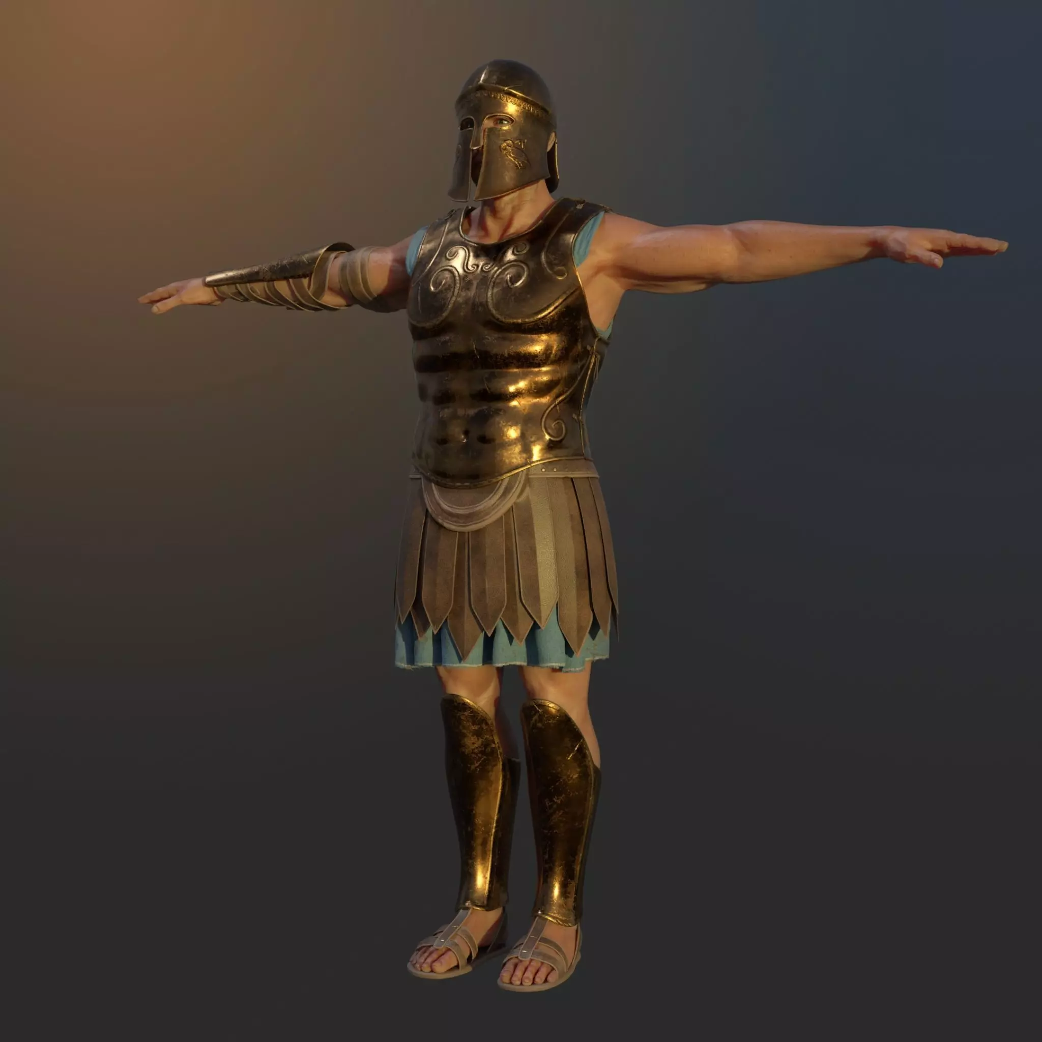 Ancient Greek Hoplite Warrior 3D model_0