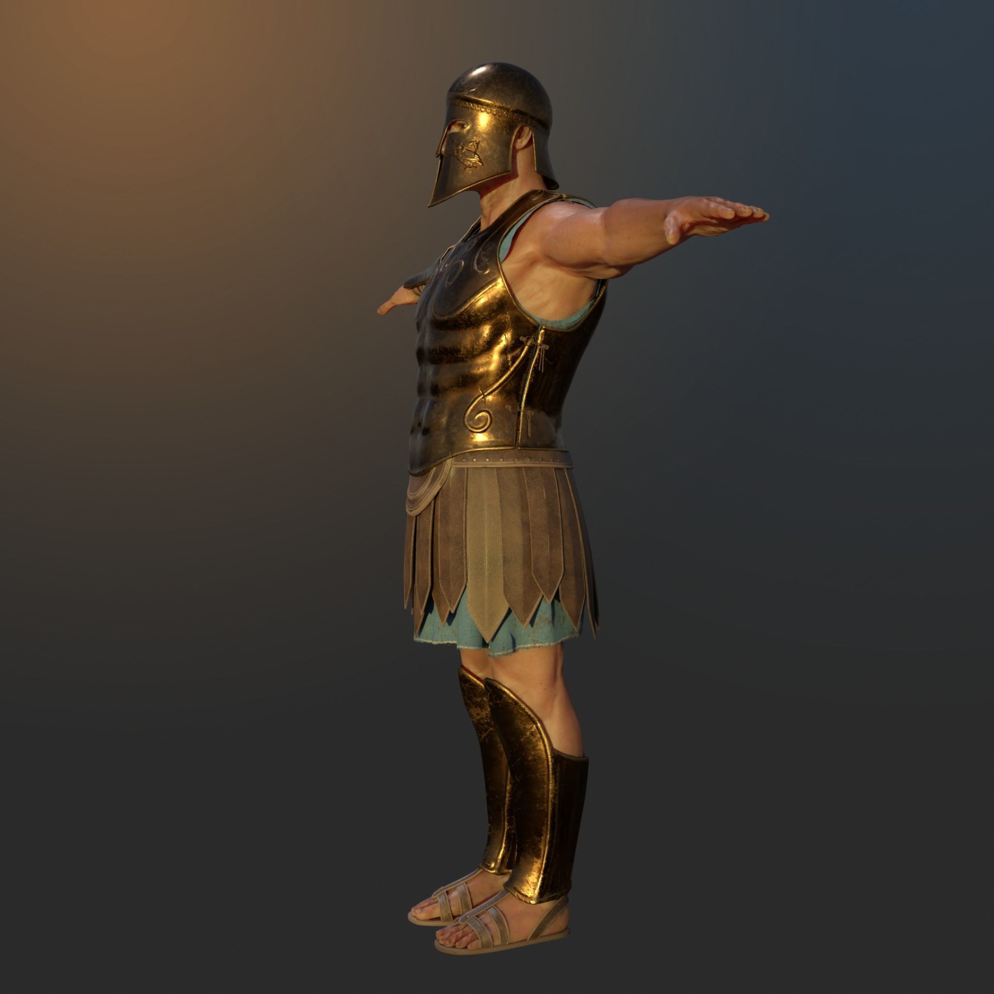 Ancient Greek Hoplite Warrior 3D model_5