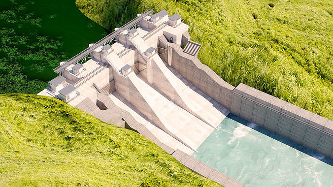 Dam 3d model hydroelectric 3D model