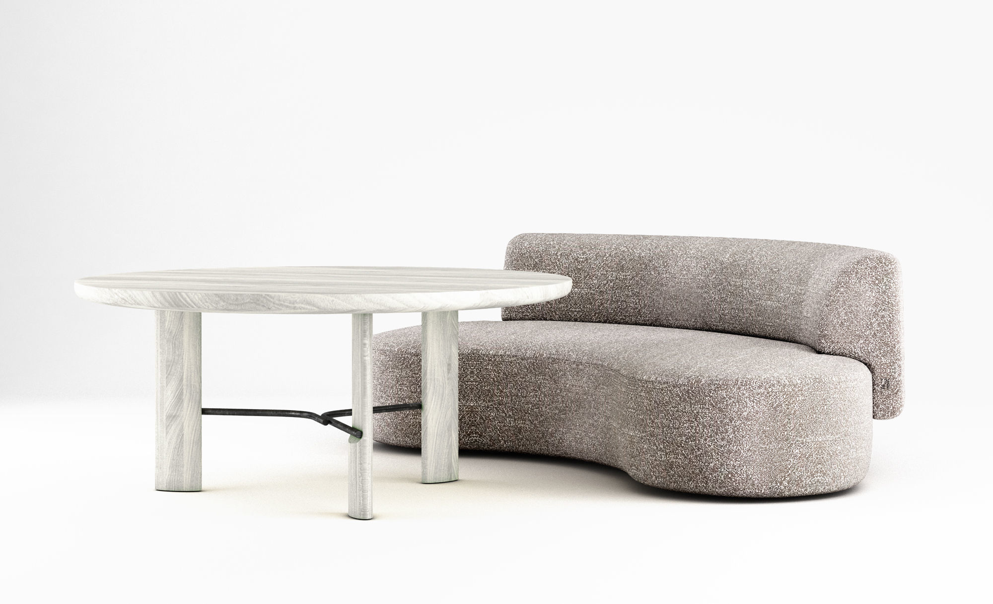 Christophe Delcourt Lek sofa with Hub and Ope table  3D model_1