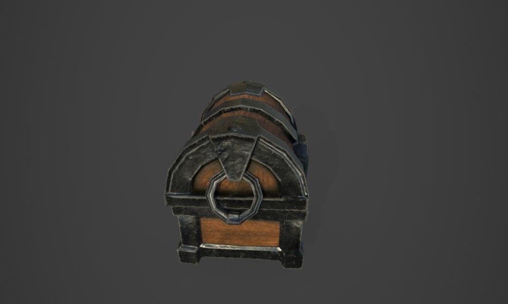 Chest of treasures Low-poly 3D model_3