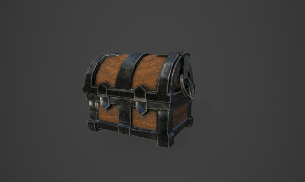 Chest of treasures Low-poly 3D model_4