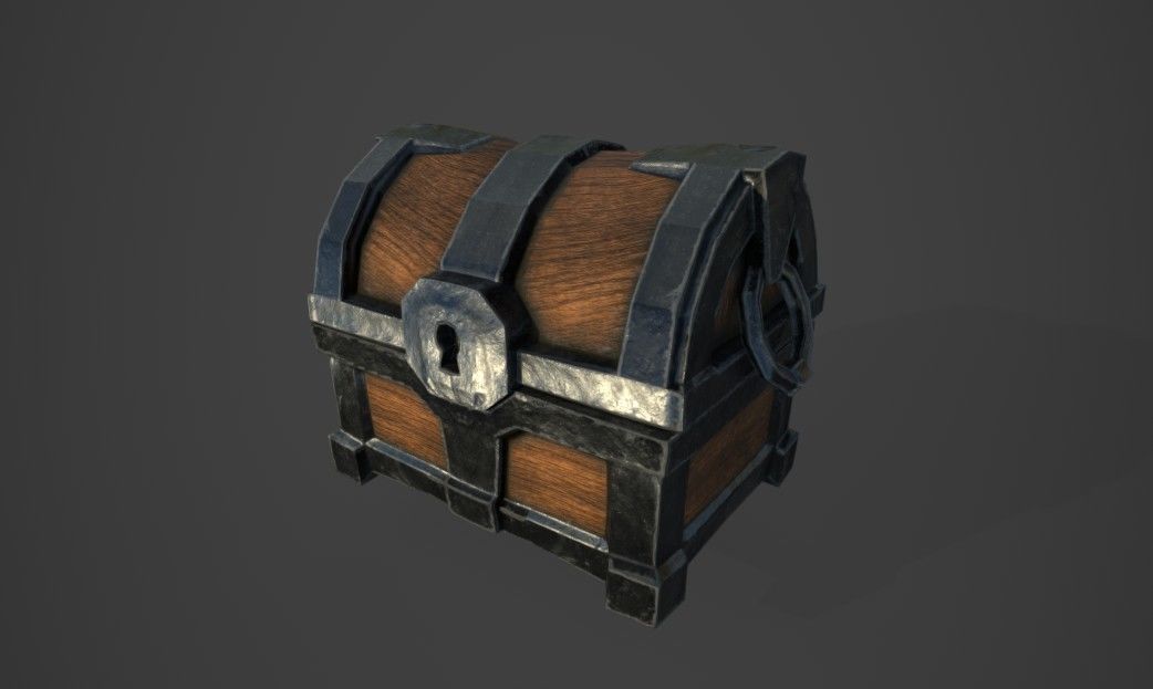 Chest of treasures Low-poly 3D model_2