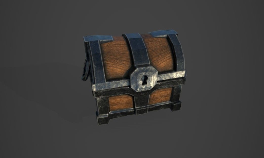 Chest of treasures Low-poly 3D model_1
