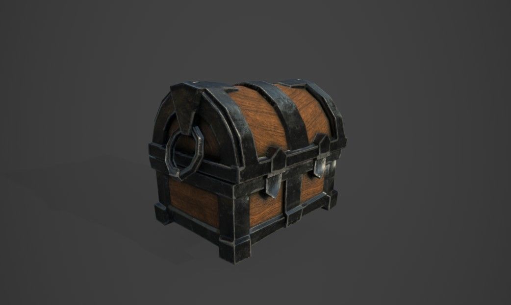 Chest of treasures Low-poly 3D model_5