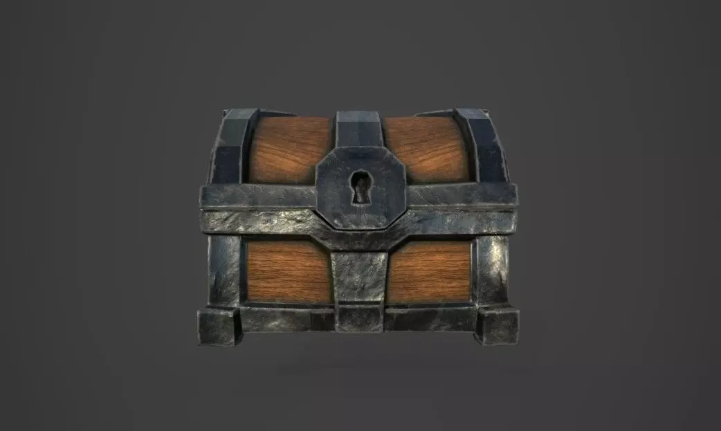 Chest of treasures Low-poly 3D model_0