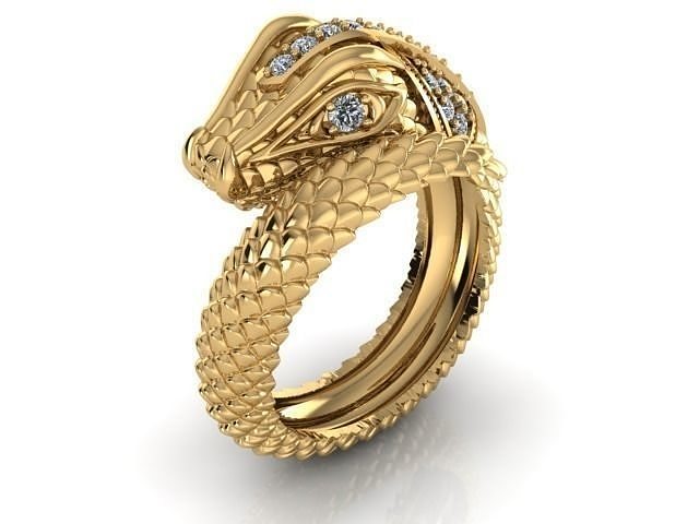 SNAKE-RING 5 gold snake ring with diamonds 3D print model