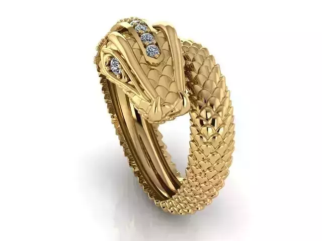 SNAKE-RING 5 gold snake ring with diamonds