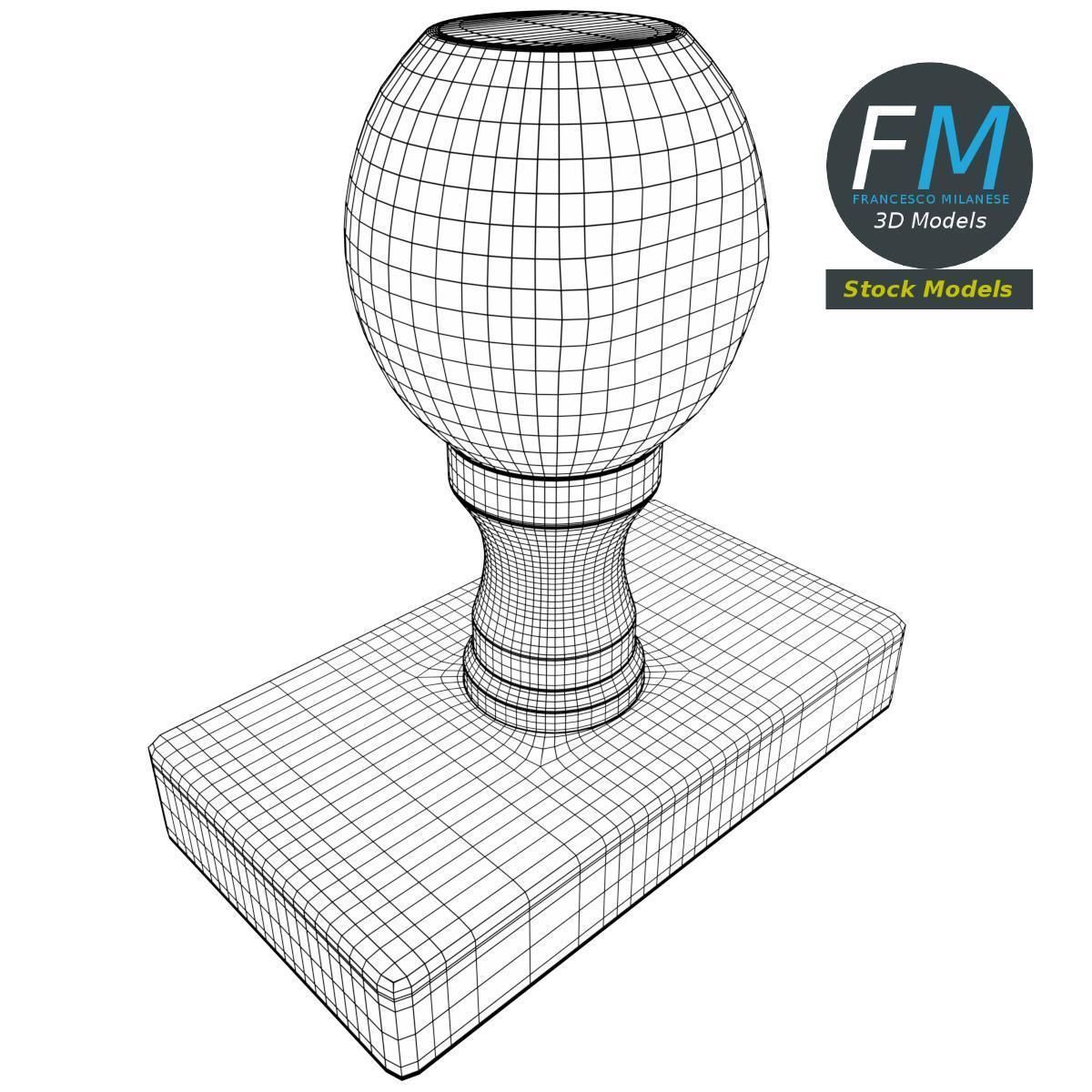 Wooden rubber stamp 3D model_7