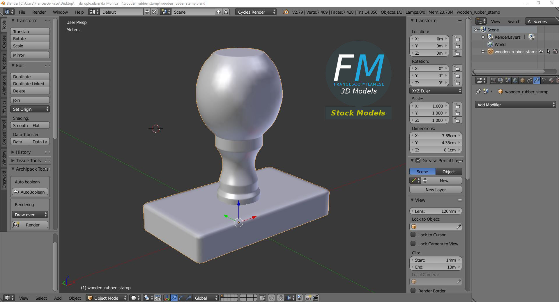 Wooden rubber stamp 3D model_9