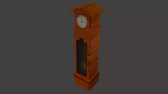 Grandfather Clock Big Watches Wood  Low-poly 3D model