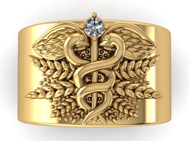 SNAKE-RING 7 gold medical symbol ring 3D print model_1