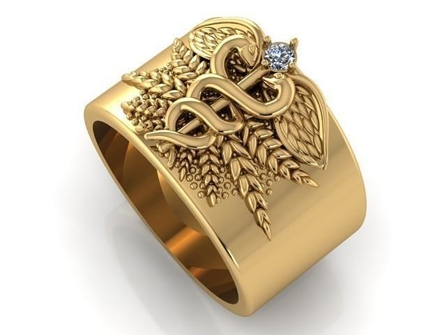 SNAKE-RING 7 gold medical symbol ring 3D print model