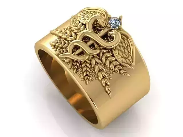 SNAKE-RING 7 gold medical symbol ring