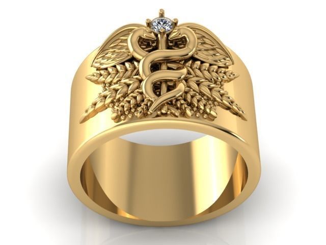 SNAKE-RING 7 gold medical symbol ring 3D print model_2