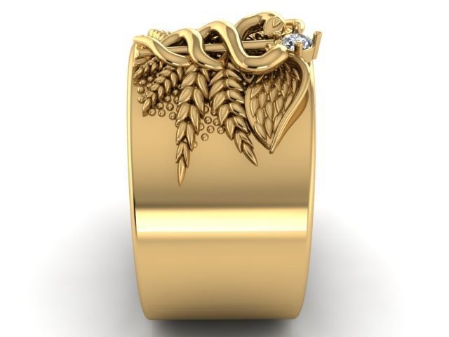 SNAKE-RING 7 gold medical symbol ring 3D print model_3