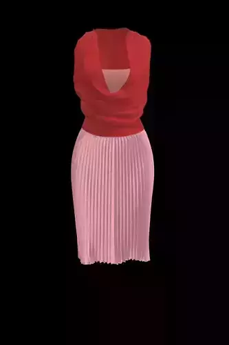 Pleated Accordian Skirt and Cowl Top Combo for Female  Avatar