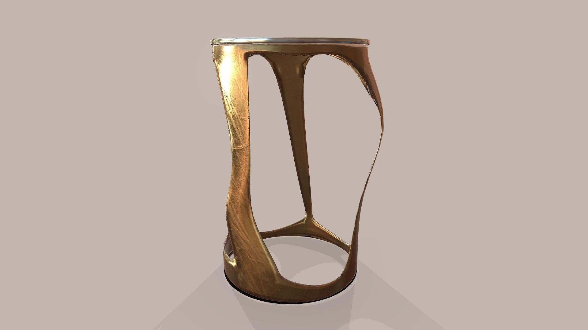 Gold bar stool low-poly 3D model Low-poly 3D model_7