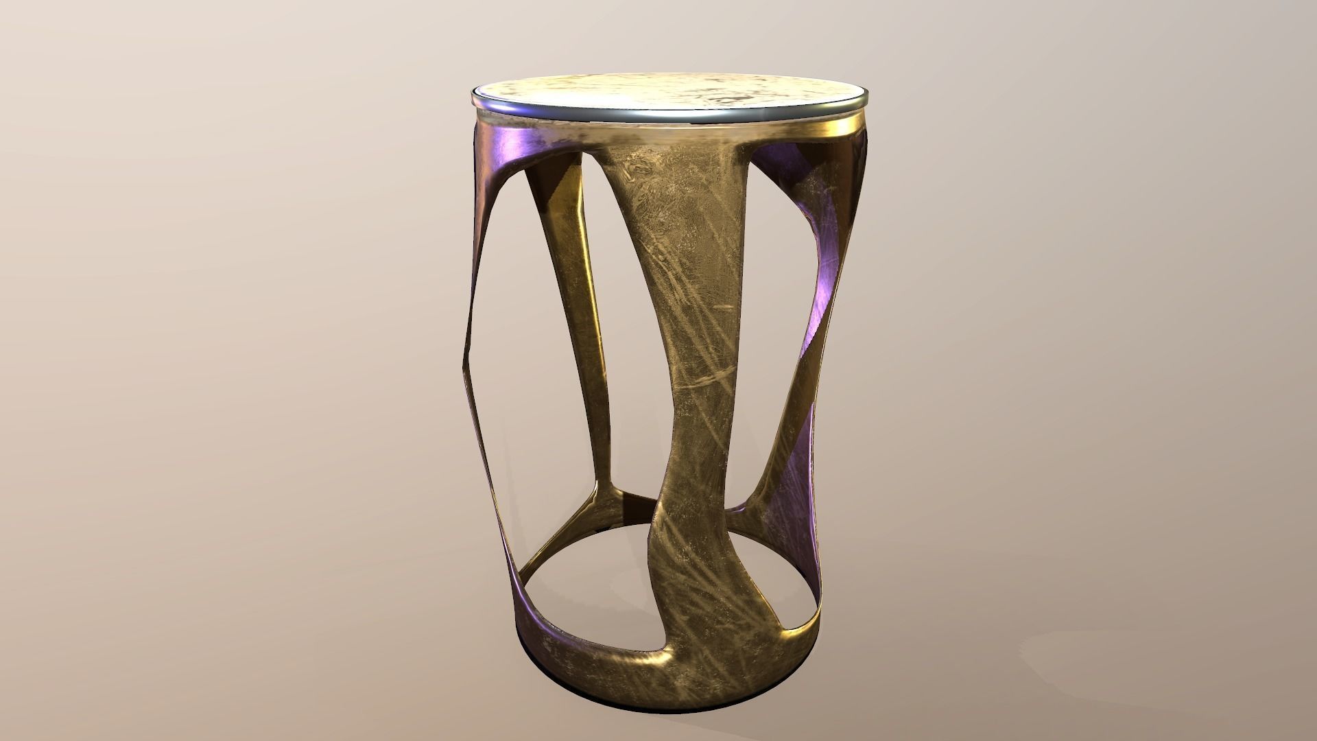 Gold bar stool low-poly 3D model Low-poly 3D model_5