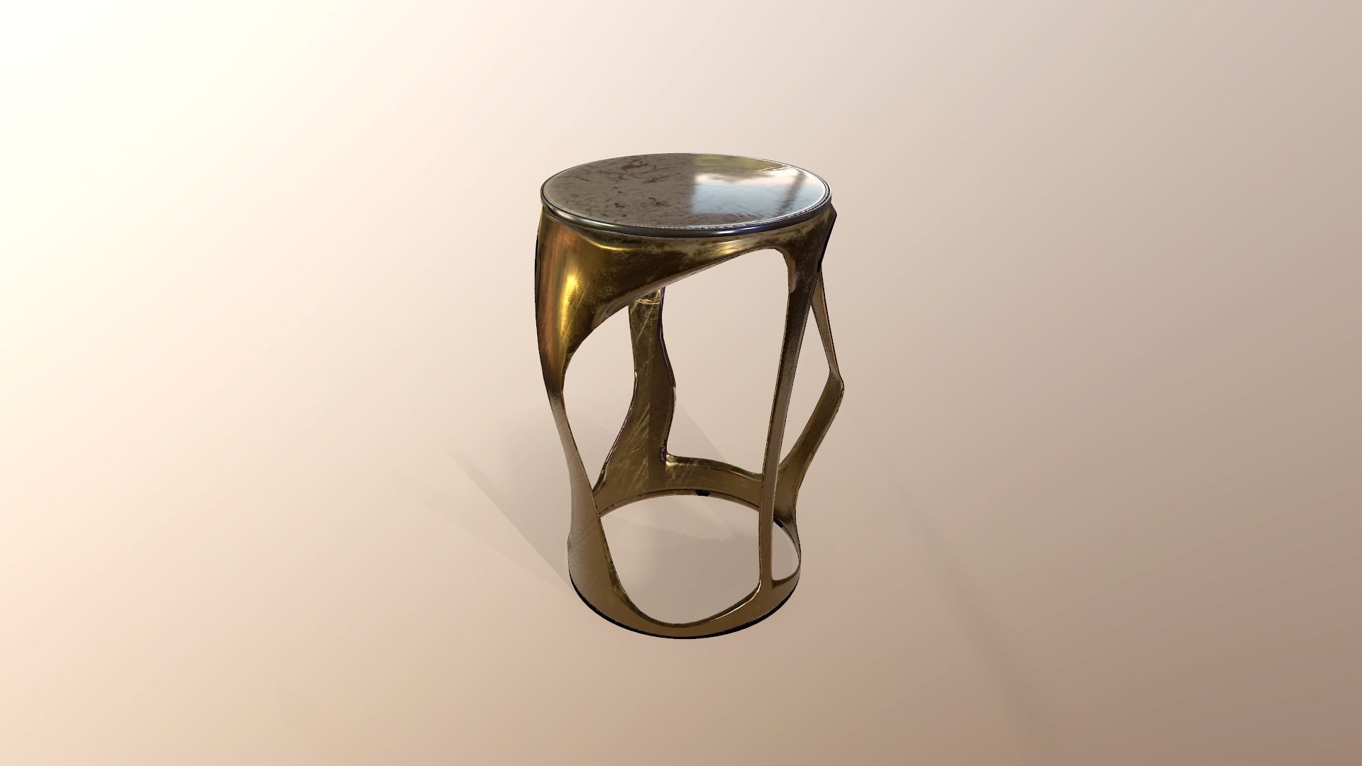 Gold bar stool low-poly 3D model Low-poly 3D model_2