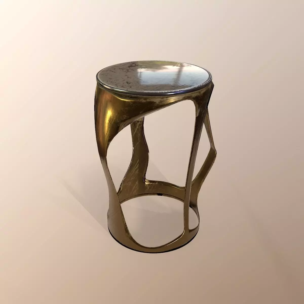 Gold bar stool low-poly 3D model Low-poly 3D model_0