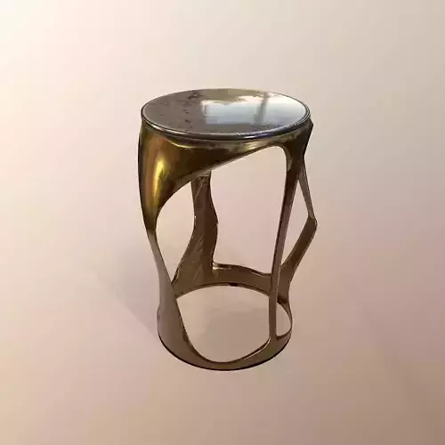 Gold bar stool low-poly 3D model 