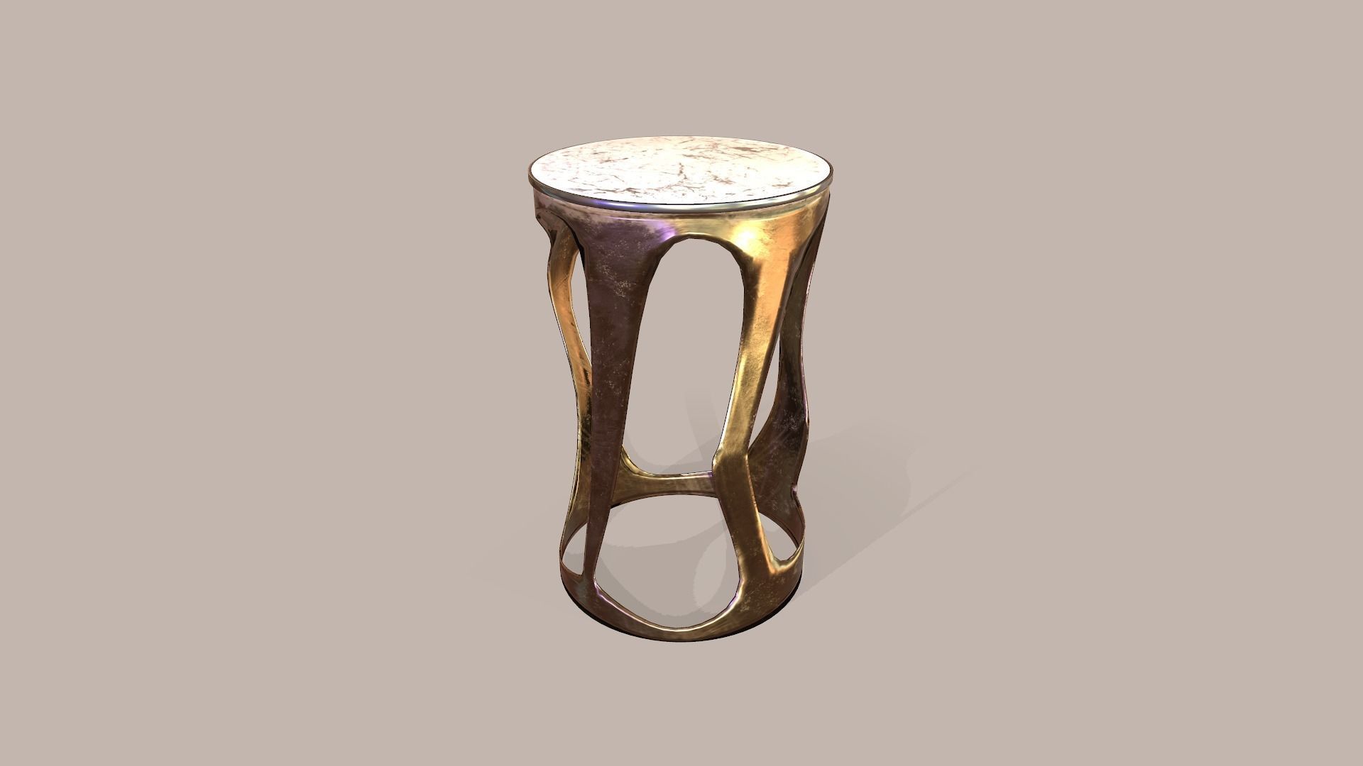 Gold bar stool low-poly 3D model Low-poly 3D model_3
