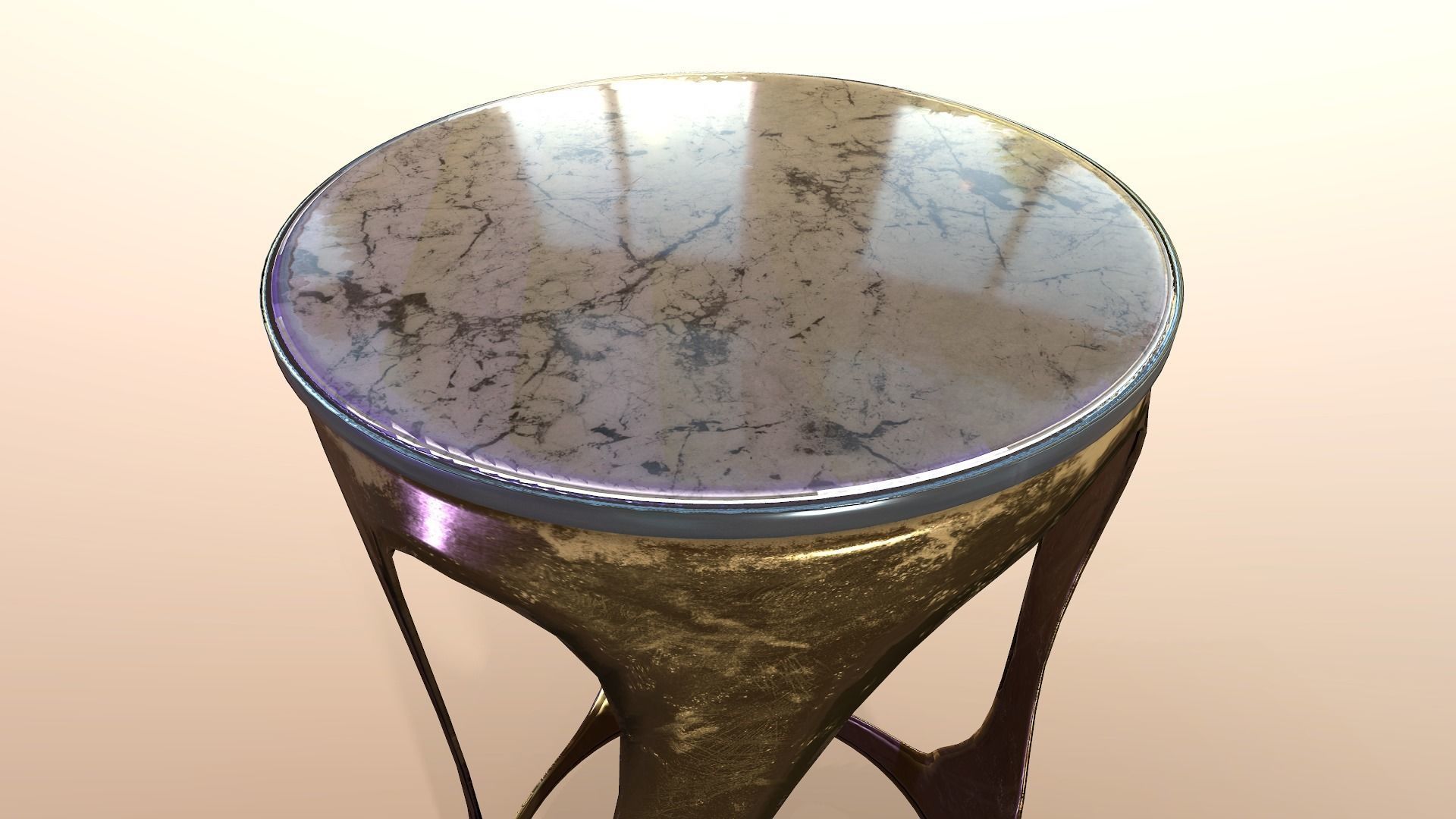 Gold bar stool low-poly 3D model Low-poly 3D model_4