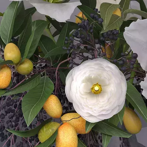 Classy Elegant Amaryllis Flowers-Fruit Vase  3D model 2