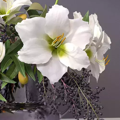 Classy Elegant Amaryllis Flowers-Fruit Vase  3D model 3