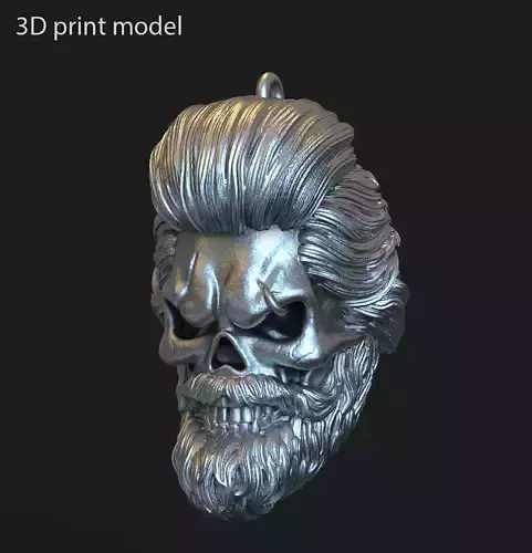 Skull bearded jewelry vol1 Pendant 3D print model