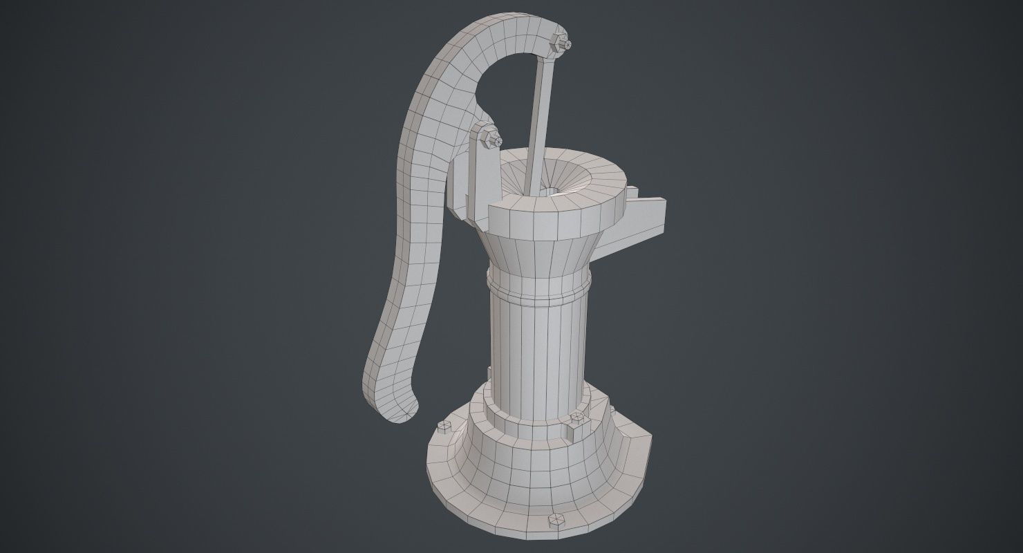 Hand Pump 2B Low-poly 3D model_7