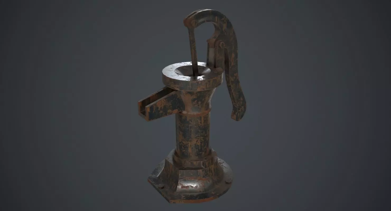 Hand Pump 2B Low-poly 3D model_0