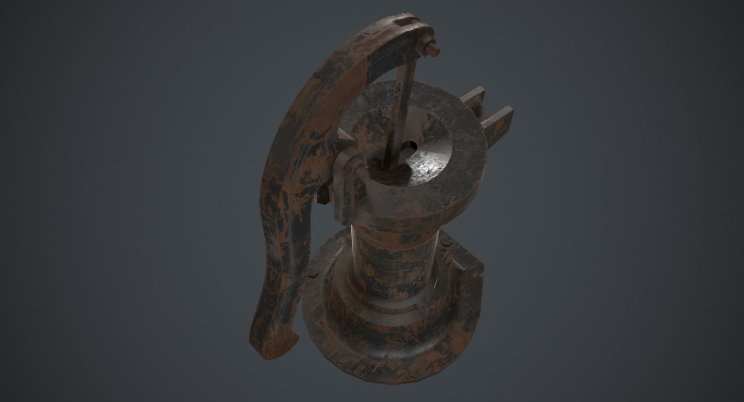 Hand Pump 2B Low-poly 3D model_2