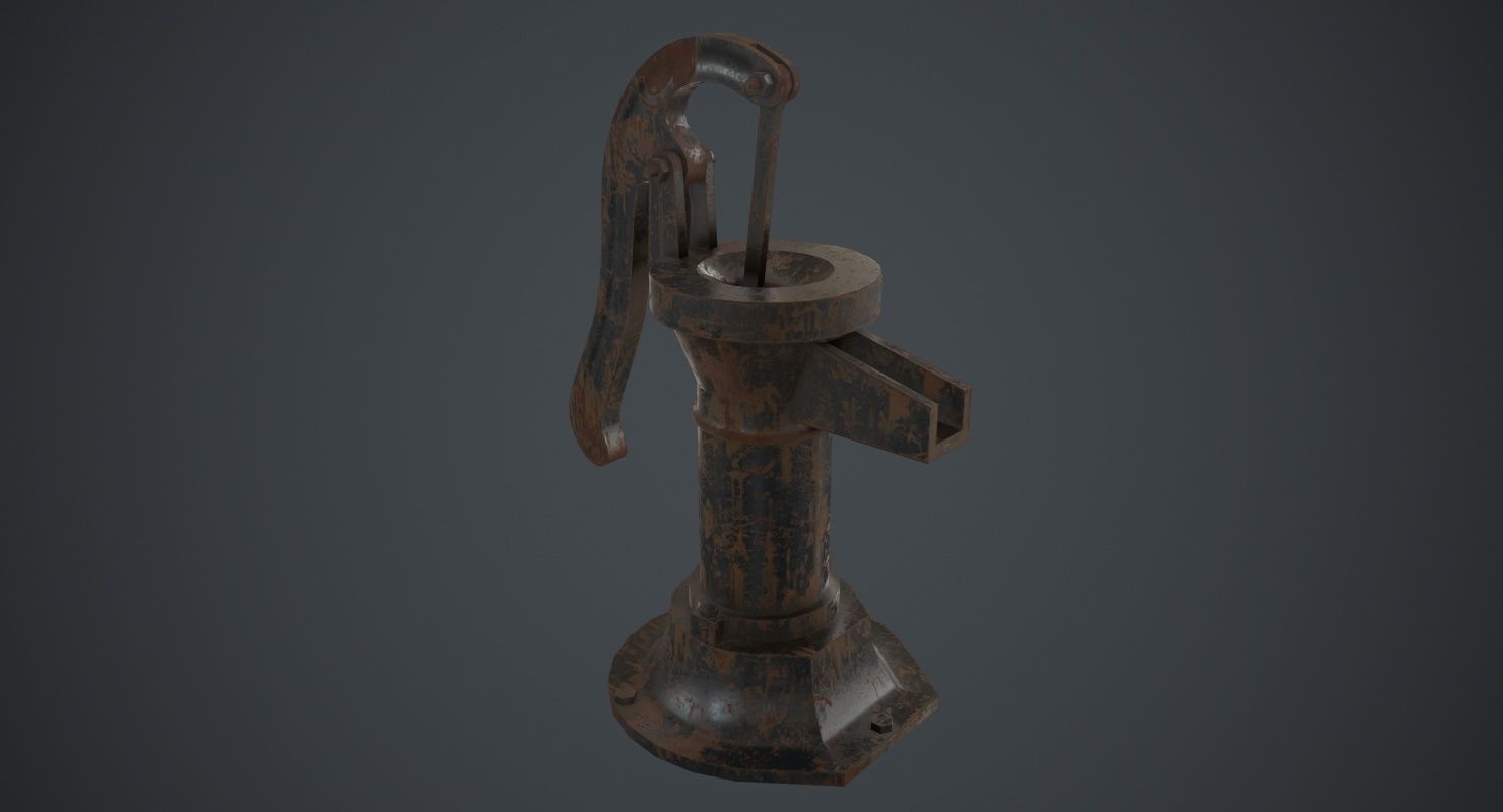 Hand Pump 2B Low-poly 3D model_1