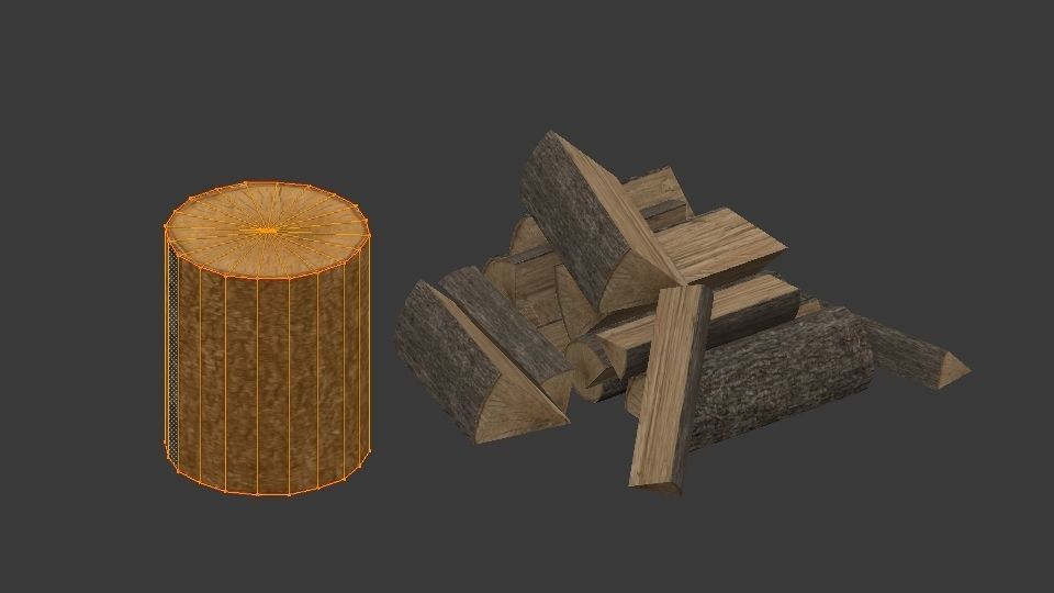 Chopped wood Low-poly 3D model_11