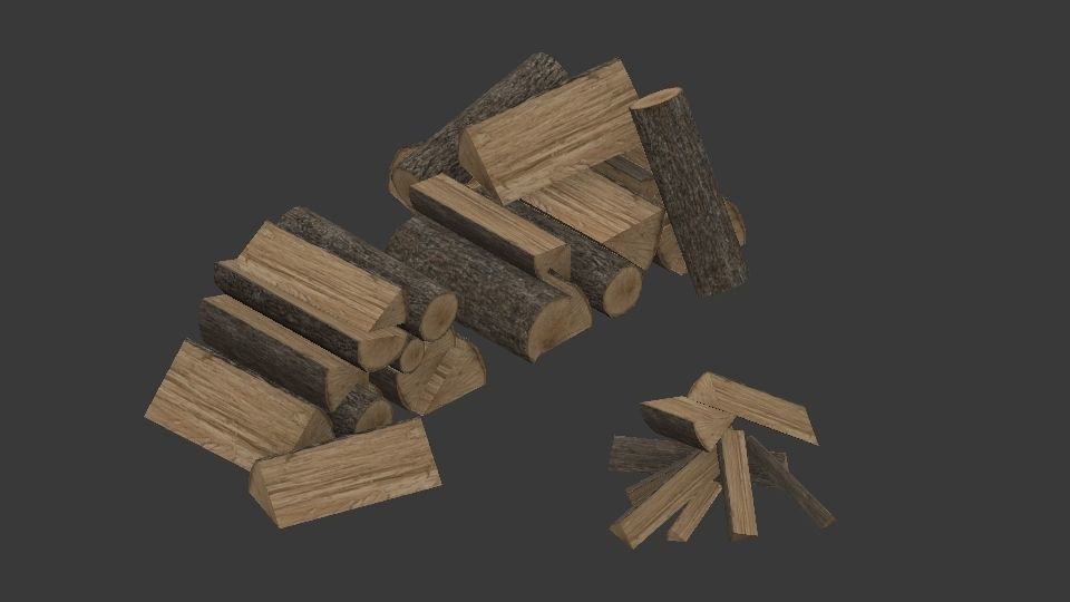 Chopped wood Low-poly 3D model_13