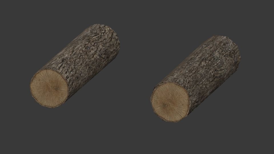 Chopped wood Low-poly 3D model_8
