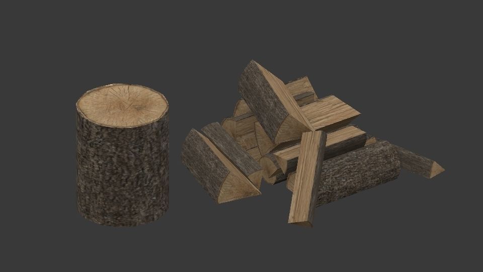 Chopped wood Low-poly 3D model_10