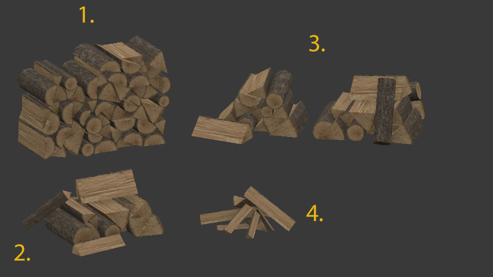 Chopped wood Low-poly 3D model_2