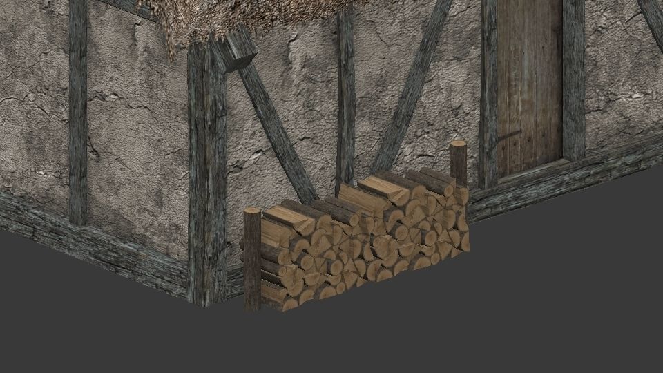 Chopped wood Low-poly 3D model_17