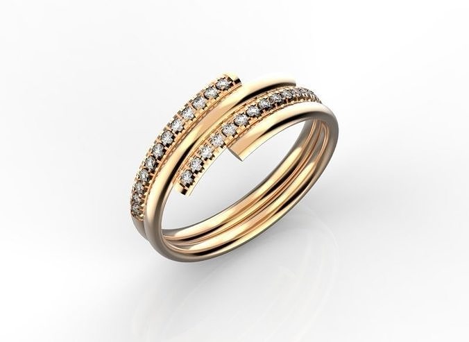 Womens ring with diamonds 3D print model