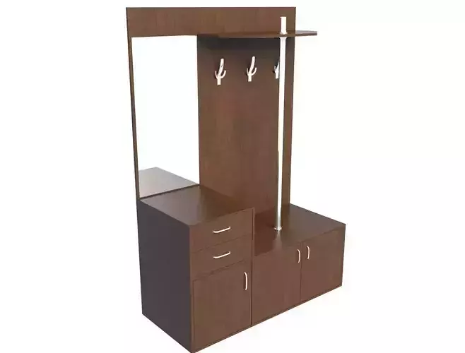 Cupboard entryway cabinet with mirror and hooks