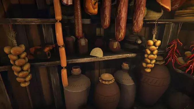 Food storeroom Low-poly 3D model 4