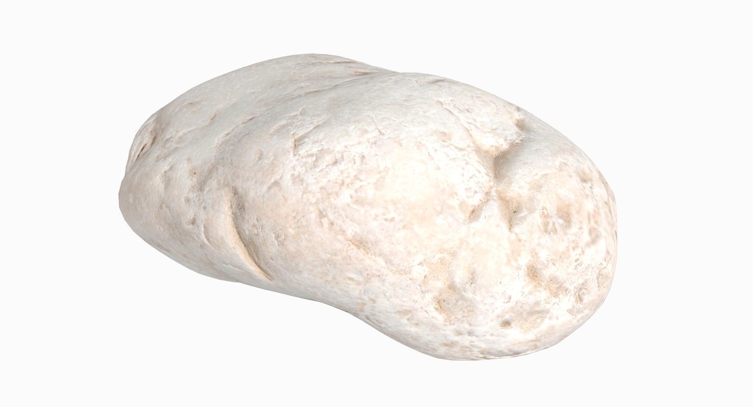 Flat Limestone Pebble 3D model_2