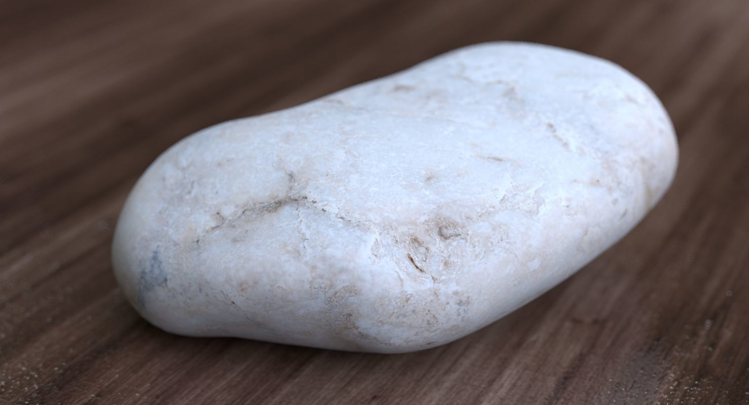 Flat Limestone Pebble 3D model_19